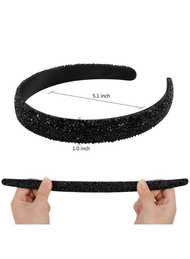 FASOTY Rhinestone Headband Women Girls Fashion Handmade Black Crystal Diamond Bling Headbands Hair Hoops Sparkle Glitter Beaded Jeweled Hairband Hair Accessories - Image 3