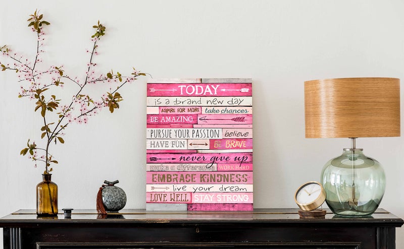 THRLVEART Pink Wall Decor - Inspirational Quotes Wall-Art - Motivational Bedroom Decor For Teen Girls - Office Gifts For Women With Framed Canvas Artwork Ready to Hang 15" W x 11.5" H - Image 4