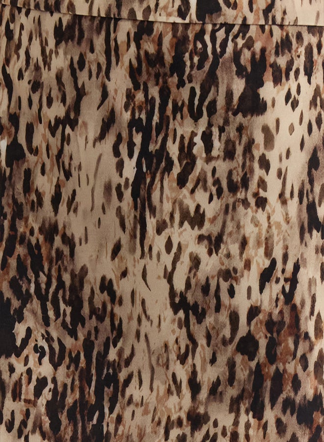 trendyol Brown Floral Patterned Mini Length Woven Skirt - Image 4