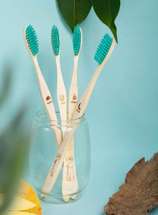 Organic B Neem Toothbrush|4 Pcs|Soft Bristles| Green| Adult - Image 1