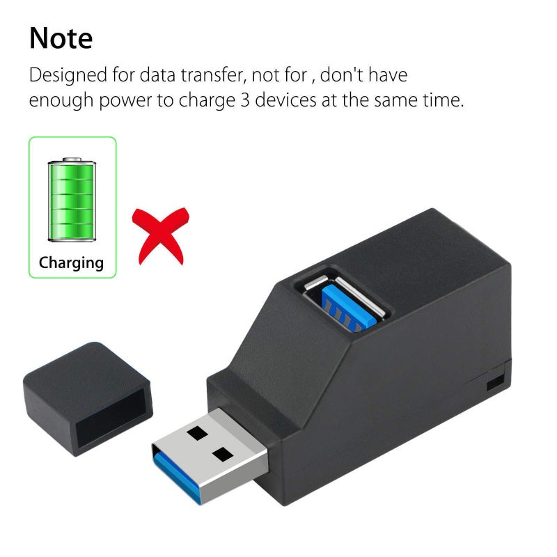 FANTIA USB Hub,High Speed Mini USB 3.0 USB 2.0 HUB 3 Port Splitter (2 USB 2.0 zUSB 3.0) Distribution Adapter for PC Laptop MacBook Notebook USB Flash Drives - Image 3