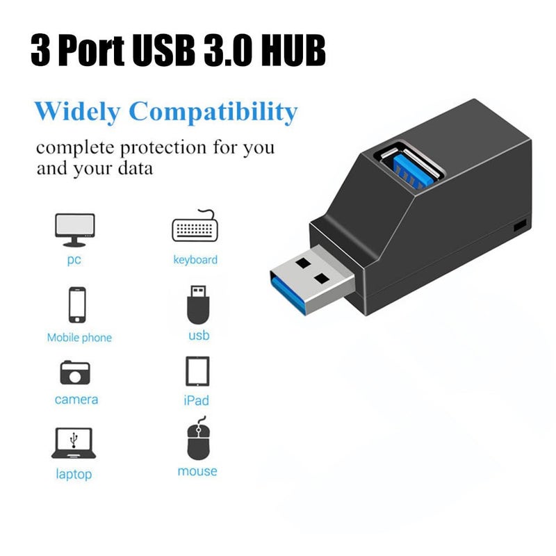 FANTIA USB Hub,High Speed Mini USB 3.0 USB 2.0 HUB 3 Port Splitter (2 USB 2.0 zUSB 3.0) Distribution Adapter for PC Laptop MacBook Notebook USB Flash Drives - Image 4