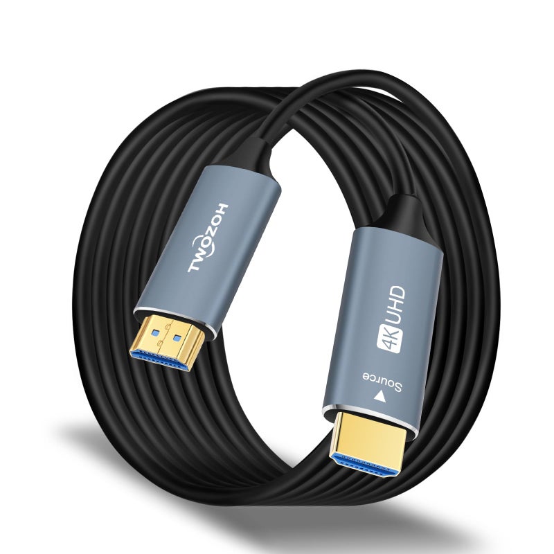 كابل HDMI ألياف ضوئية توزوه 60 قدم 4K HDMI إلى HDMI كابل 4K60Hz 444 HDR10 HDCP22 1440p 144Hz 18Gbps عالي السرعة UHD كابل HDMI ألياف 20 متر