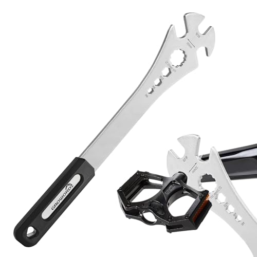 groword 4 in 1 Bicycle Bike Pedal Wrench Bicycle Pedal Removal Tool with 320mm Extra Long Handle Multifunctional 15mm 9/16in MTB Pedal Removal Wrench and 6-8-10mm Hexagon Hole for Biking Maintenance & Repair - Image 1