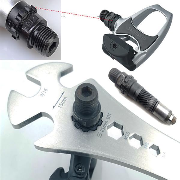 groword 4 in 1 Bicycle Bike Pedal Wrench Bicycle Pedal Removal Tool with 320mm Extra Long Handle Multifunctional 15mm 9/16in MTB Pedal Removal Wrench and 6-8-10mm Hexagon Hole for Biking Maintenance & Repair - Image 5