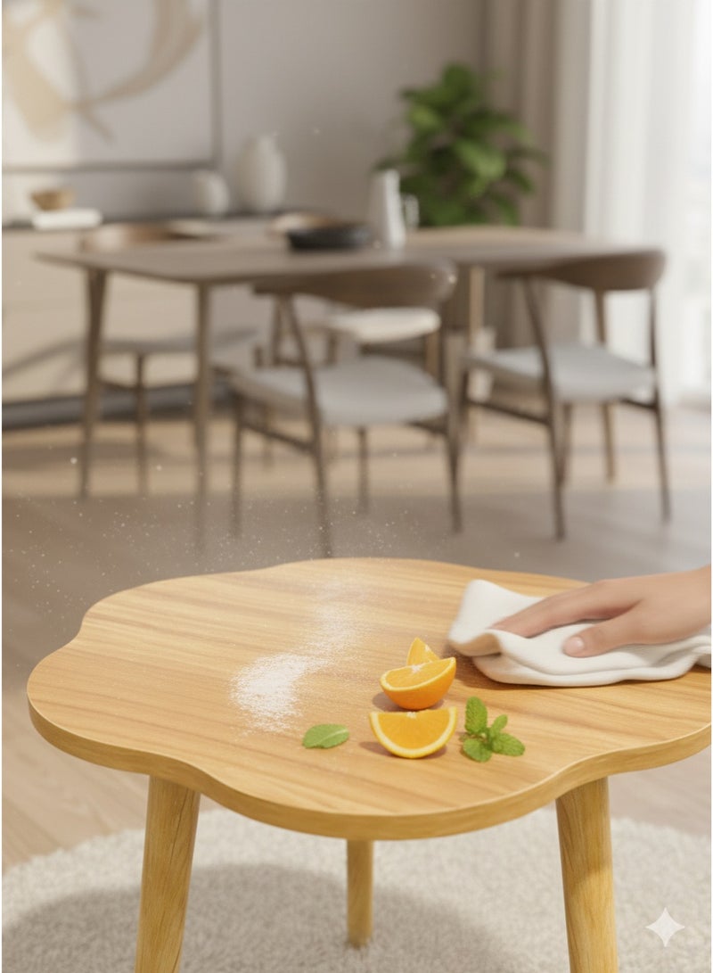 واو طاولة جانبية على شكل سحابة من واو - طاولة جانبية وطاولة قهوة أنيقة من الخشب الصلب لغرفة المعيشة، وغرفة النوم، وغرفة الأطفال، والمساحات الصغيرة (خشب طبيعي) - Image 4