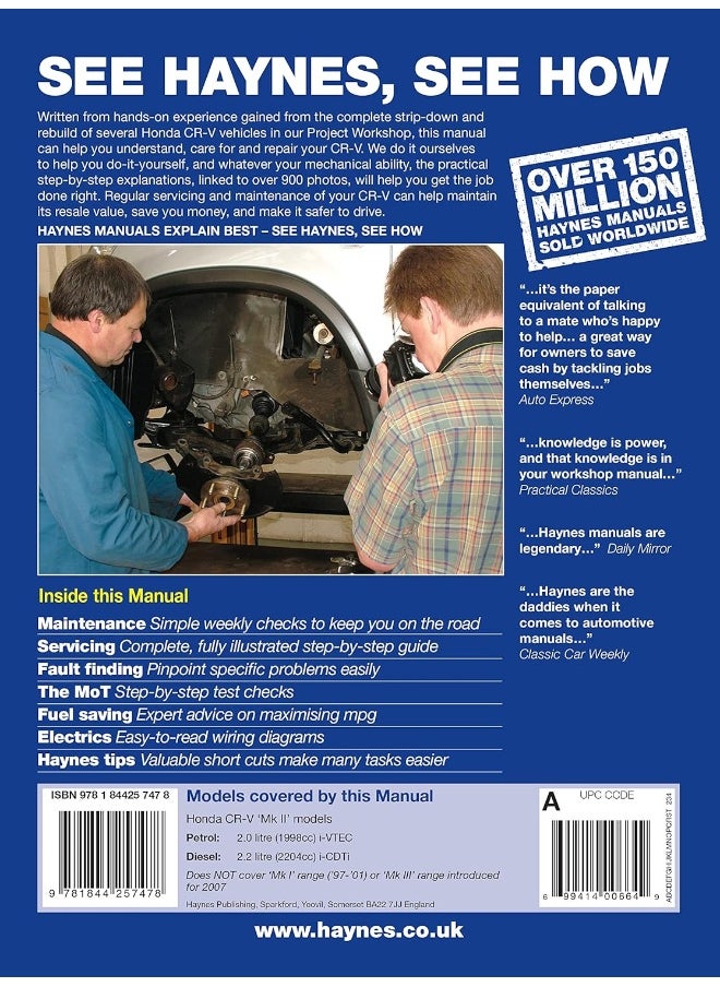 Honda CR-V Petrol & Diesel (02 - 06) Haynes Repair Manual  - Image 3