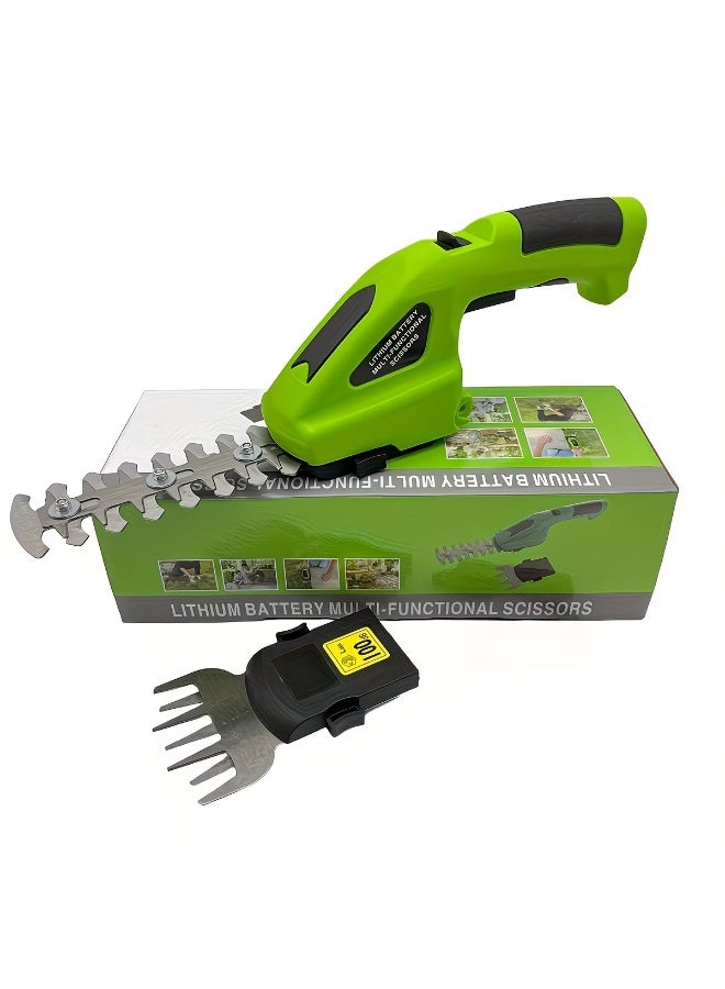 M MIAOYAN 2 in 1 Cordless Electric Grass Shears, Rechargeable Lithium Battery Handheld Hedge Trimmer with Interchangeable Blades, Portable Lightweight Garden Grass Cutting Tool for Lawn Bush Pruning - Image 1