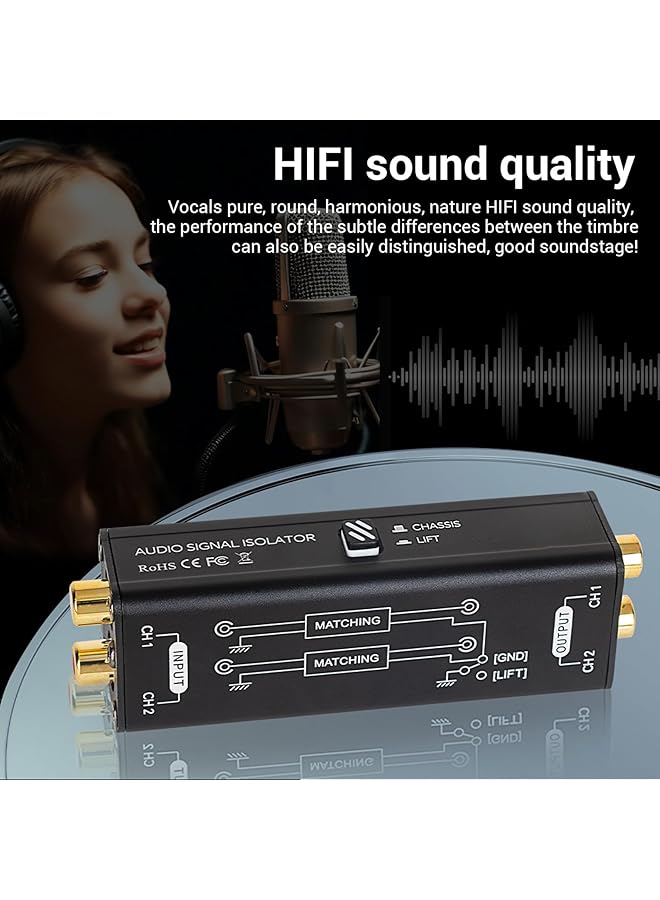 Generic Ground Loop Noise Isolator, Noise Filter With 600Ω Input & Output Impedance, 0-20Khz Frequency Response, Eliminate Buzzing Noise For Car Audio And Home Stereo System  - Image 5