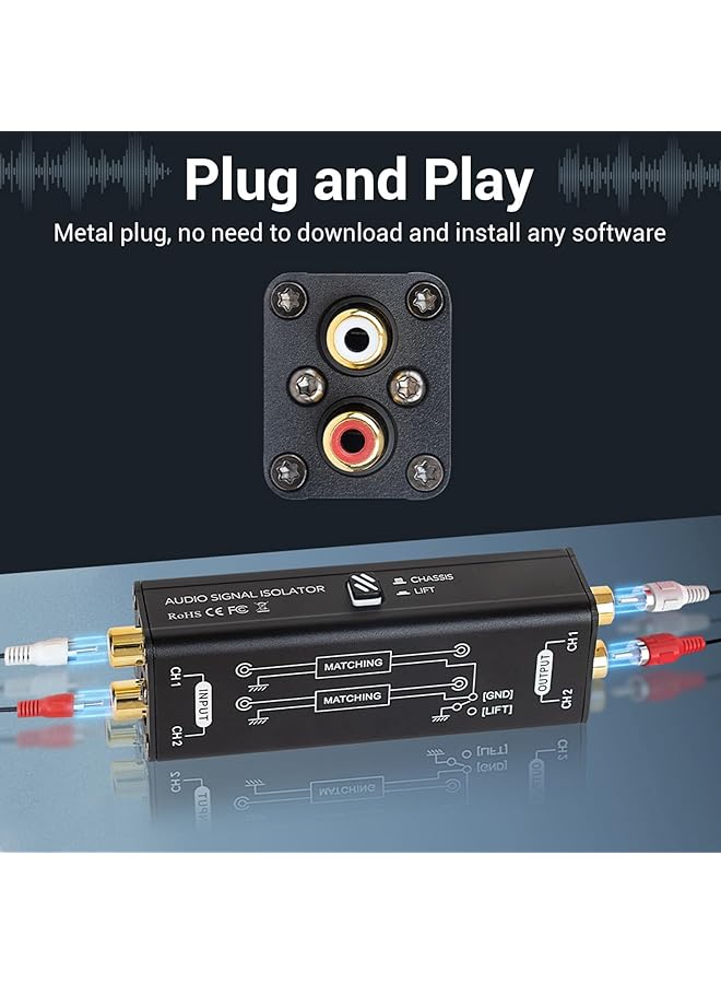Generic Ground Loop Noise Isolator, Noise Filter With 600Ω Input & Output Impedance, 0-20Khz Frequency Response, Eliminate Buzzing Noise For Car Audio And Home Stereo System  - Image 3