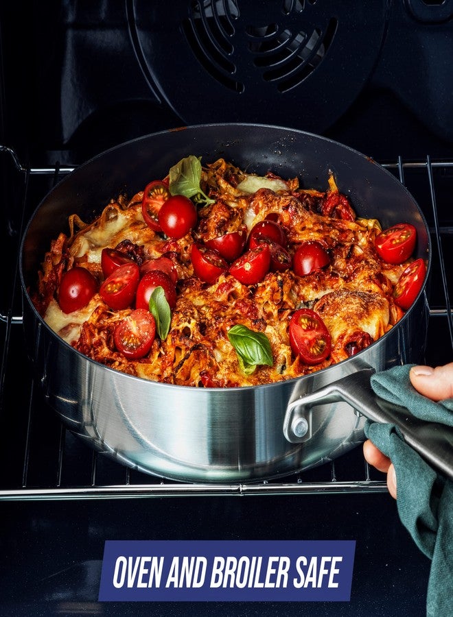 Blue Diamond Cookware Tri-Ply Stainless Steel Ceramic Nonstick, 3.75QT Saute Pan Jumbo Cooker with Lid, PFAS-Free, Multi Clad, Induction, Dishwasher Safe, Oven Safe, Silver - Image 4