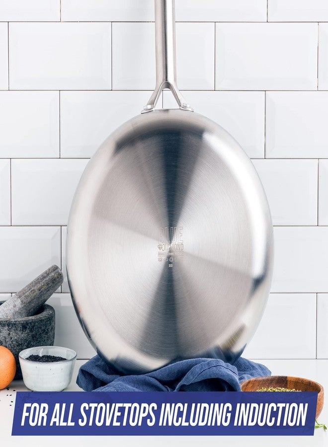 Blue Diamond Cookware Tri-Ply Stainless Steel Ceramic Nonstick, 3.75QT Saute Pan Jumbo Cooker with Lid, PFAS-Free, Multi Clad, Induction, Dishwasher Safe, Oven Safe, Silver - Image 3