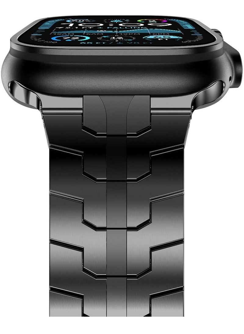 TIGER Stainless Steel Strap for iWatch 49mm, 46mm, 45mm, 44mm, 42mm – Black Replacement Band for Apple Watch Ultra 3, Ultra 2, Ultra, Series 10, 9, 8, 7, SE, 6, 5, 4, 3, 2, 1 – Durable, Sleek, and Adjustable - Image 2