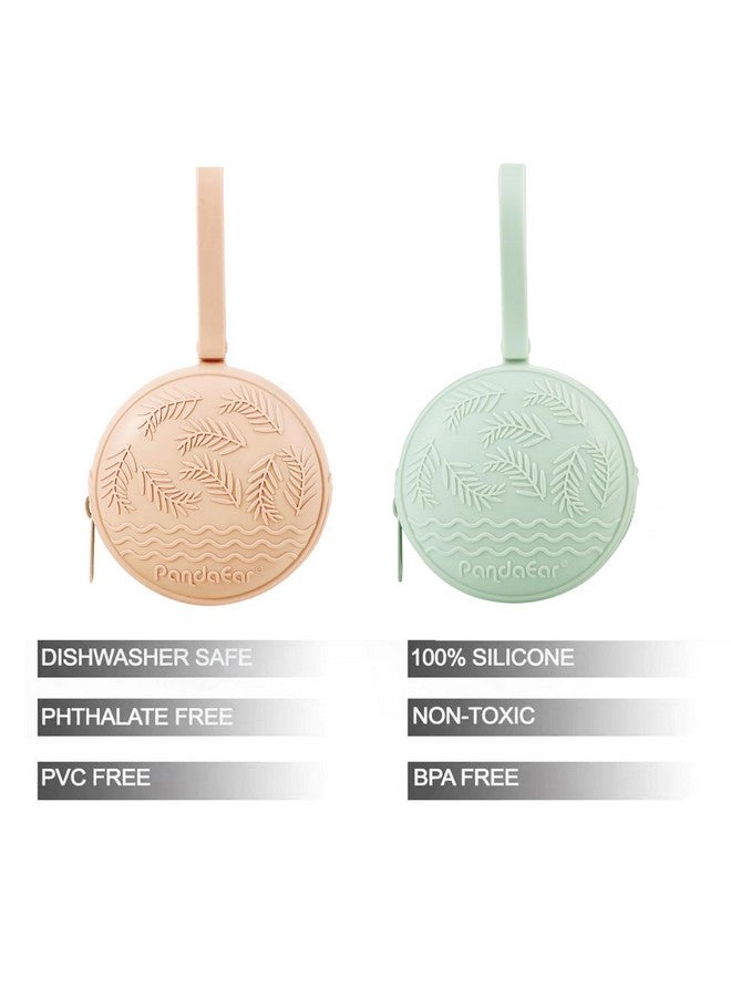 باندا إير مجموعة حاملات اللهايات من باندا إير (٤ قطع) | جرابان من السيليكون المحمول للسفر، وحافظة شفافة لحمل الحلمات، وصناديق سفر | خالية من مادة BPA | حاملات ملحقات عالمية - Image 2