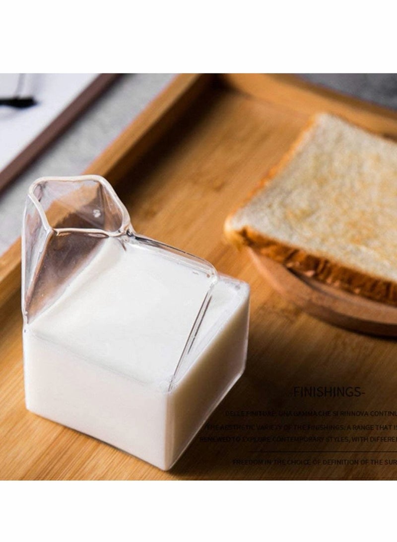 Excefore Half Pint Creamer Glass Mini Milk Carton Container 12 Ounce Water Glass Cup Milk Creamer Box Clear Mini Creamer Glass, Milk Carton Container Creamer Pitcher - Image 5