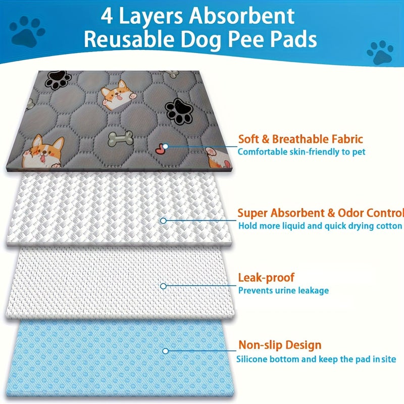 1 Pack Washable Dog Pee Pads 48x48in Super Thickened Absorbent Reusable Puppy Pads Waterproof Non Slip Whelping Pads Leakproof Urine Training Pads For Potty Training - Image 3