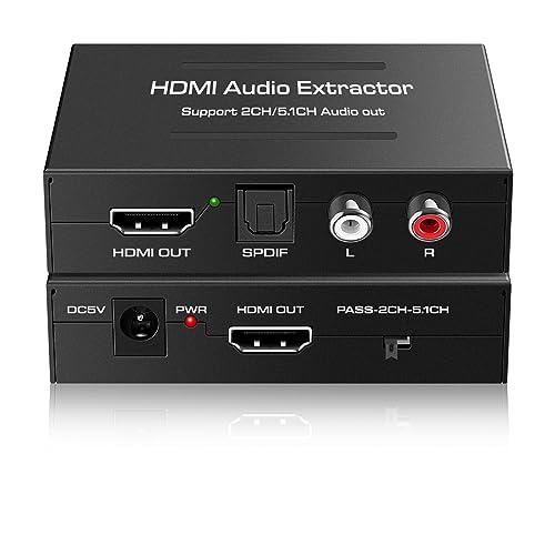 Dacimora HDMI Audio Extractor,HDMI Audio Converter to 3.5mm AUX Audio/Optical 5.1 CH/4k UHD Supports HDCP Dolby Digital DTS 5.1 PCM - Image 1