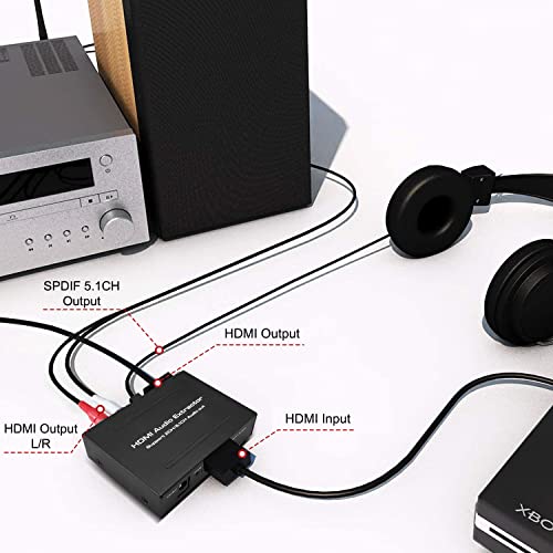 Dacimora HDMI Audio Extractor,HDMI Audio Converter to 3.5mm AUX Audio/Optical 5.1 CH/4k UHD Supports HDCP Dolby Digital DTS 5.1 PCM - Image 5