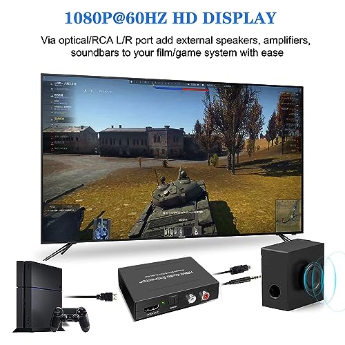 Dacimora HDMI Audio Extractor,HDMI Audio Converter to 3.5mm AUX Audio/Optical 5.1 CH/4k UHD Supports HDCP Dolby Digital DTS 5.1 PCM - Image 4