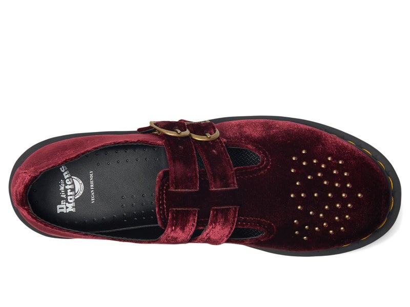Dr. Martens Womens Vegan 8065 Velvet Mary Jane Shoe, Cherry Red, 7 - Image 2