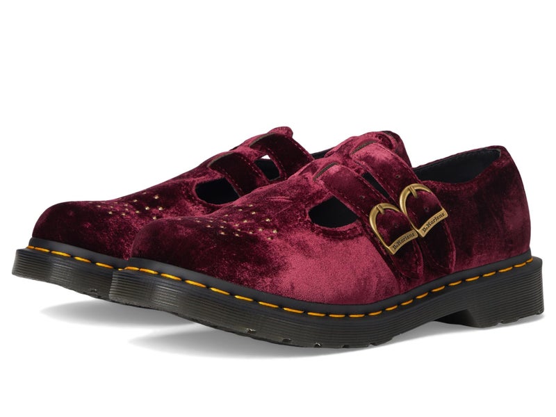 Dr. Martens Womens Vegan 8065 Velvet Mary Jane Shoe, Cherry Red, 7 - Image 1