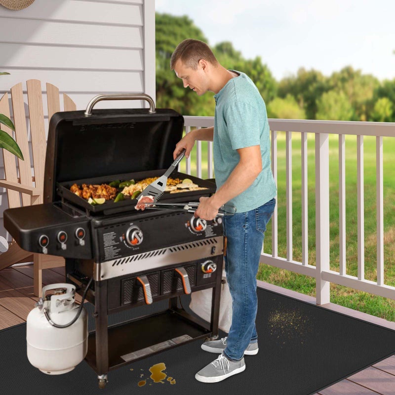 TOHONFOO 70 x 48 in Grill Mats for Outdoor Grill Compatible with Blackstone 28in & 36in Griddle, Fireproof Griddle Mats for Grilling to Protect the Deck, Griddle Accessories Compatible with Blackstone - 0.6mm - Image 2