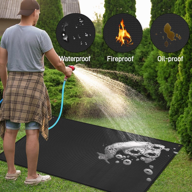TOHONFOO 70 x 48 in Grill Mats for Outdoor Grill Compatible with Blackstone 28in & 36in Griddle, Fireproof Griddle Mats for Grilling to Protect the Deck, Griddle Accessories Compatible with Blackstone - 0.6mm - Image 4
