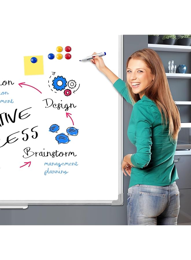 erorex Whiteboard Magnetic 90X120Cm Wall Mounted White Board With Pen Tray Mountable Dry Erase Wipe Whiteboards For Home Office School Notice Board With 3 Markers 6 Magnets 1 Eraser  - Image 2