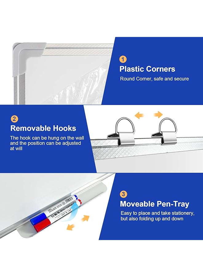 erorex Whiteboard Magnetic 90X120Cm Wall Mounted White Board With Pen Tray Mountable Dry Erase Wipe Whiteboards For Home Office School Notice Board With 3 Markers 6 Magnets 1 Eraser  - Image 5