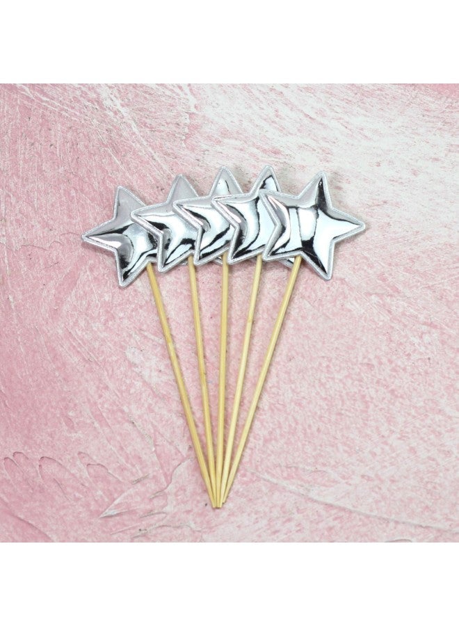 Birthday Cake Decorative Pentagram Plug-in Crown Love PU Plug-in Dress Up Dessert Baking-Color:Gold-Specifications:PuHeart 50 Pack - Image 4