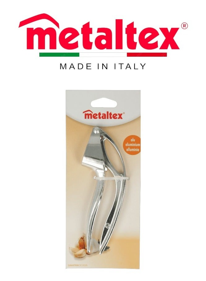 Metaltex Garlic Press â€“ Epoxy Coated Aluminum with Ergonomic Grip