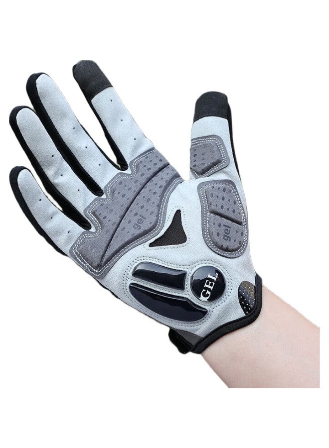 CAVALRY Silicone Full-Finger Gloves For Men And Women, Long-Finger Road And Mountain Bike Shock-Absorbing Gloves, Cycling Equipment, Black And Gray, Xl - Image 2