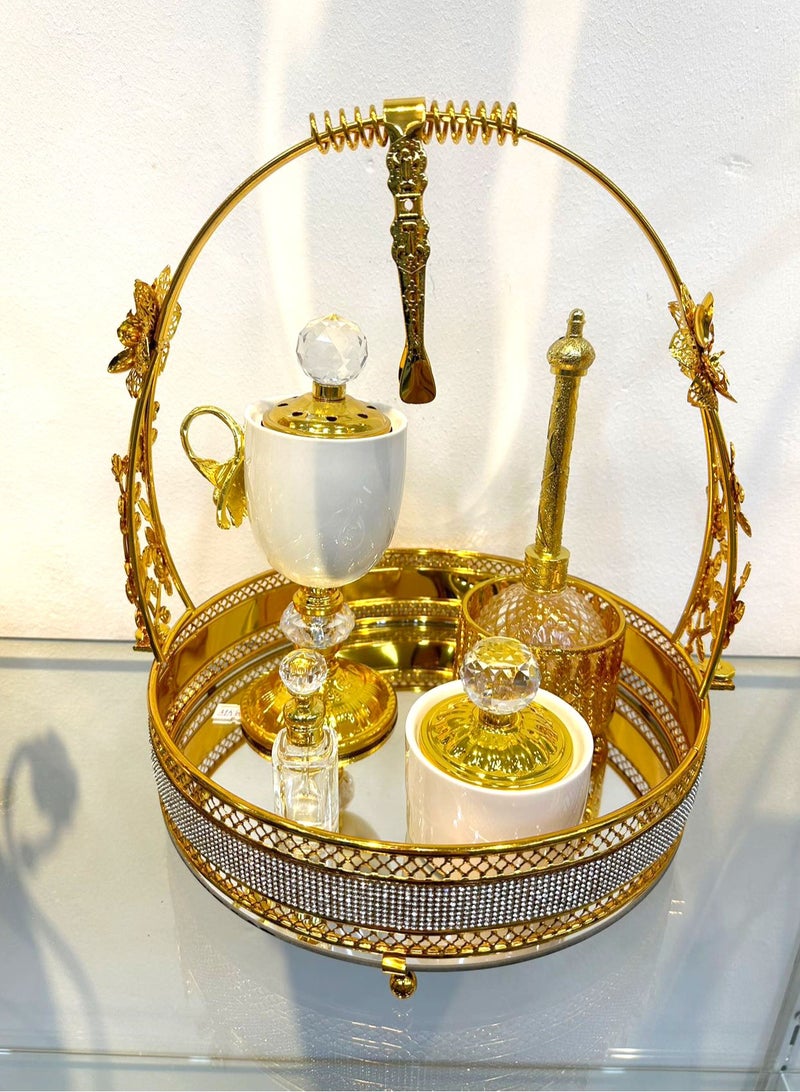 Golden Premium Incense Burner Set for Home Fragrance and Decore- MK847