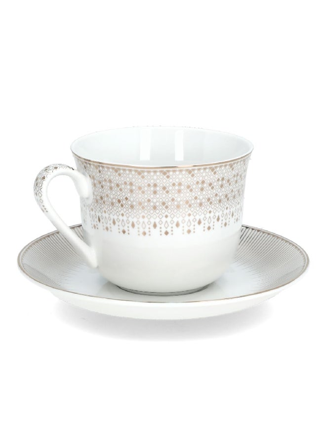 إيزي لايف طقم أكواب فطور بورسلين احتفالي قطعتين مع صحن أبيض وذهبي  مل - Image 2