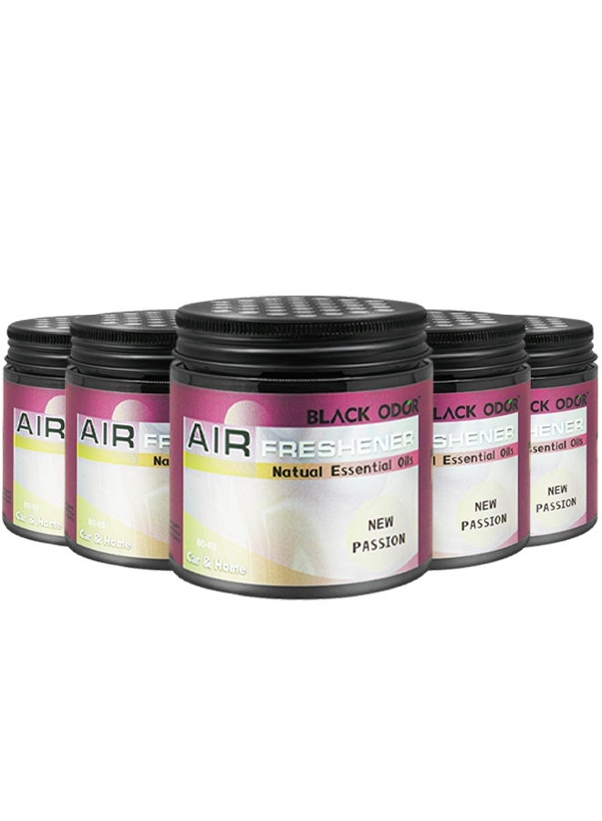 رائحة سوداء عبوة من 5 قطع جل معطر للجو (لون أسود) بوزن 180 جم - إصدار "New Passion" (BO-03) - زيوت عطرية طبيعية - للسيارة والمنزل. - Image 1