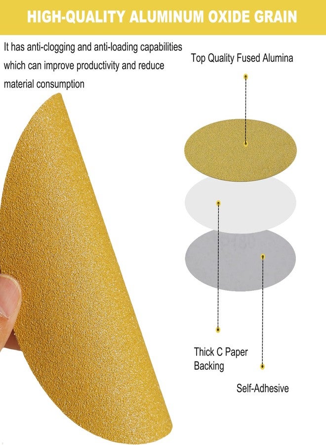 SACKORANGE 100 PCS 6 Inch PSA Sanding Discs -40, 80, 120, 180, 220, 320, 400, 600 Grit- 6" Self Adhesive Stickyback Sandpaper Discs for DA Sander, Sand Automotive Car Paint, Woodworking Wood, Metal - Image 3