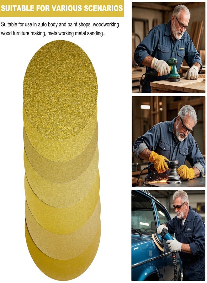 SACKORANGE 100 PCS 6 Inch PSA Sanding Discs -40, 80, 120, 180, 220, 320, 400, 600 Grit- 6" Self Adhesive Stickyback Sandpaper Discs for DA Sander, Sand Automotive Car Paint, Woodworking Wood, Metal - Image 5