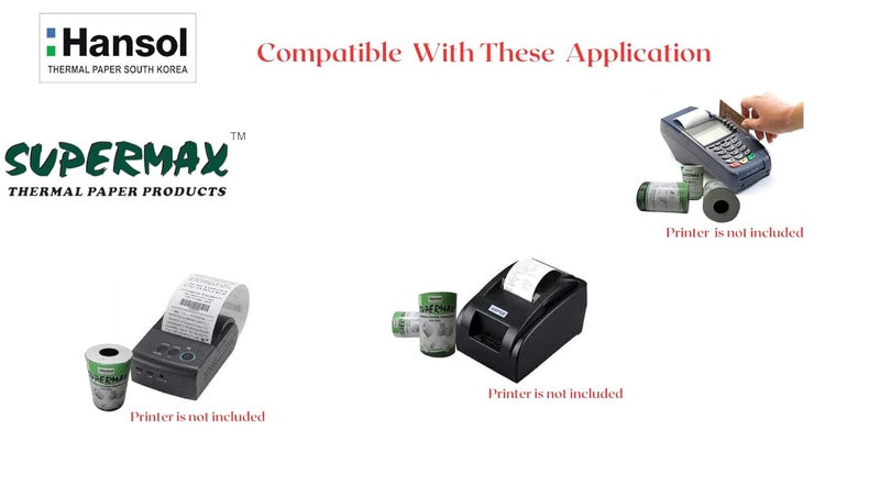 Supermax White Thermal Paper POS Roll - 80mm / 3 inches Width x 50 Meters in Length For Printing Receipts - Billing Machines/Register - 60 GSM Thickness - Black Colour Printing Paper - Pack of 3 Rolls - Image 4