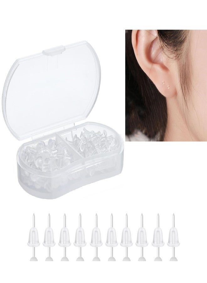 Gozaqe Invisible Plastic Earrings Blank Stud,3mm Clear Earrings for Sports,Silicone Earrings Rubber Earrings Clear Earrings for DIY (200 pieces/100 Pairs) (200) - Image 1