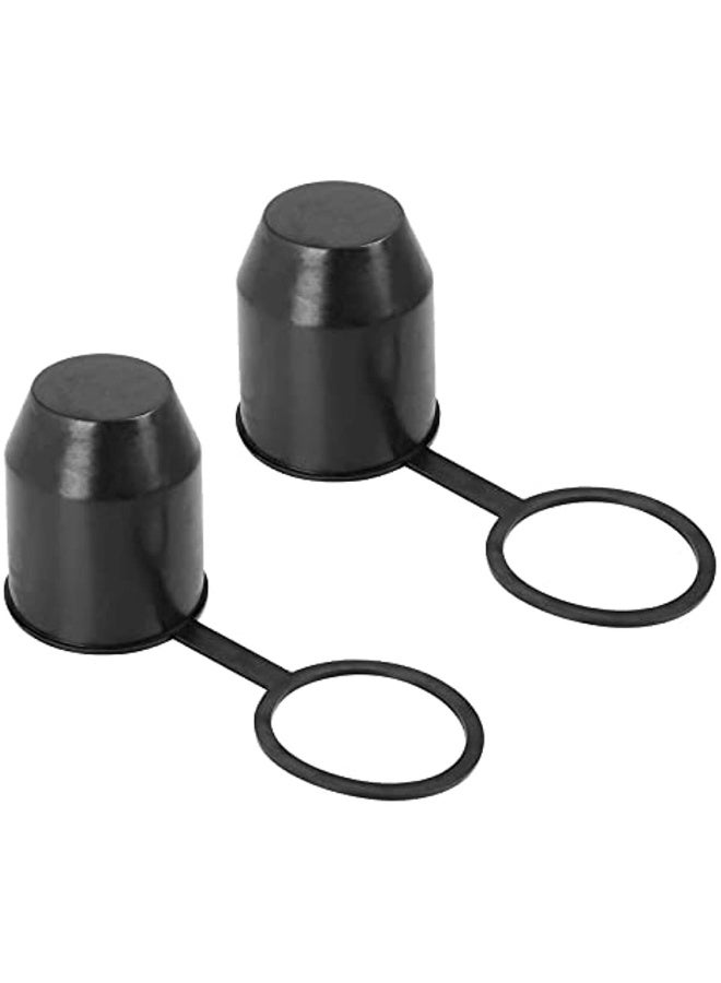 Generic Trailer Hitch Protective Cap 2 Pieces Trailer Hitch Cover Cap Dustproof And Waterproof For Car Motorhome Trailer Ball Head Protection (Black) - Image 1