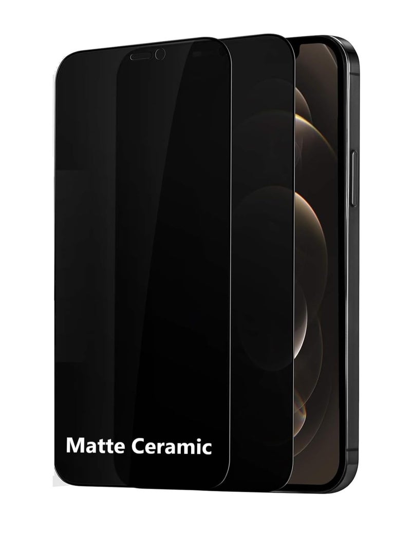 DUSALA [2-Pack] iPhone 12 Matte Privacy Ceramic Screen Protector Film Matte, Anti-Spy Full Adhesive Flexible[Not A Glass] Anti-Spy Full Adhesive Flexible Film For iPhone 12 5G (iPhone 12) - Image 1