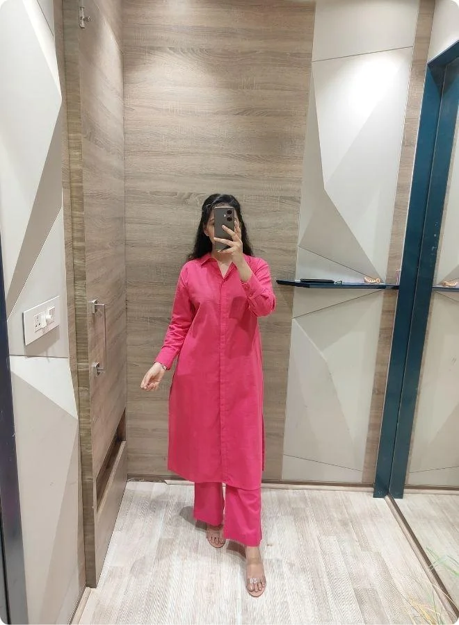 #Be Pink Solid Co-ord Set