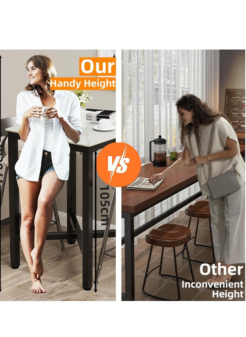 Generic - Bar Table Square Slate Desktop High Bar Table 70x70cm Glossy White Marble Bars Tables Counter Height 105cm Cocktail Table for Home Kitchen Pub Coffee Shop Office - Image 1
