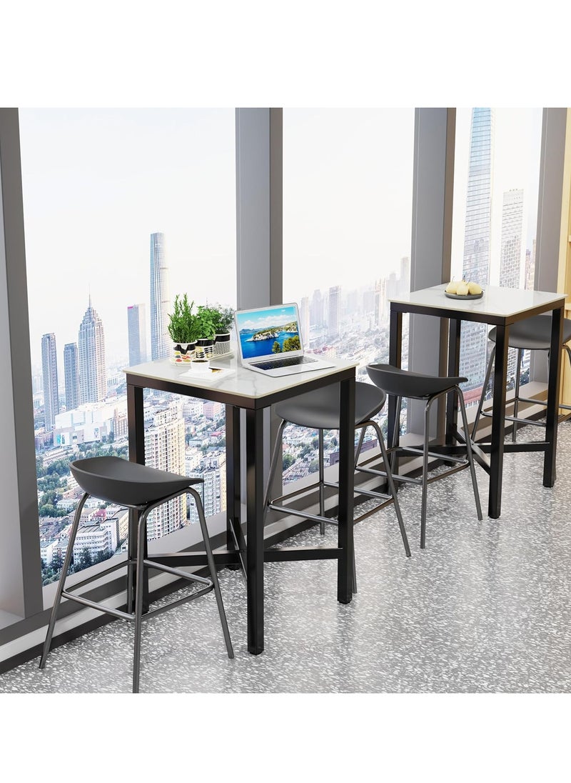 Generic - Bar Table Square Slate Desktop High Bar Table 70x70cm Glossy White Marble Bars Tables Counter Height 105cm Cocktail Table for Home Kitchen Pub Coffee Shop Office - Image 1