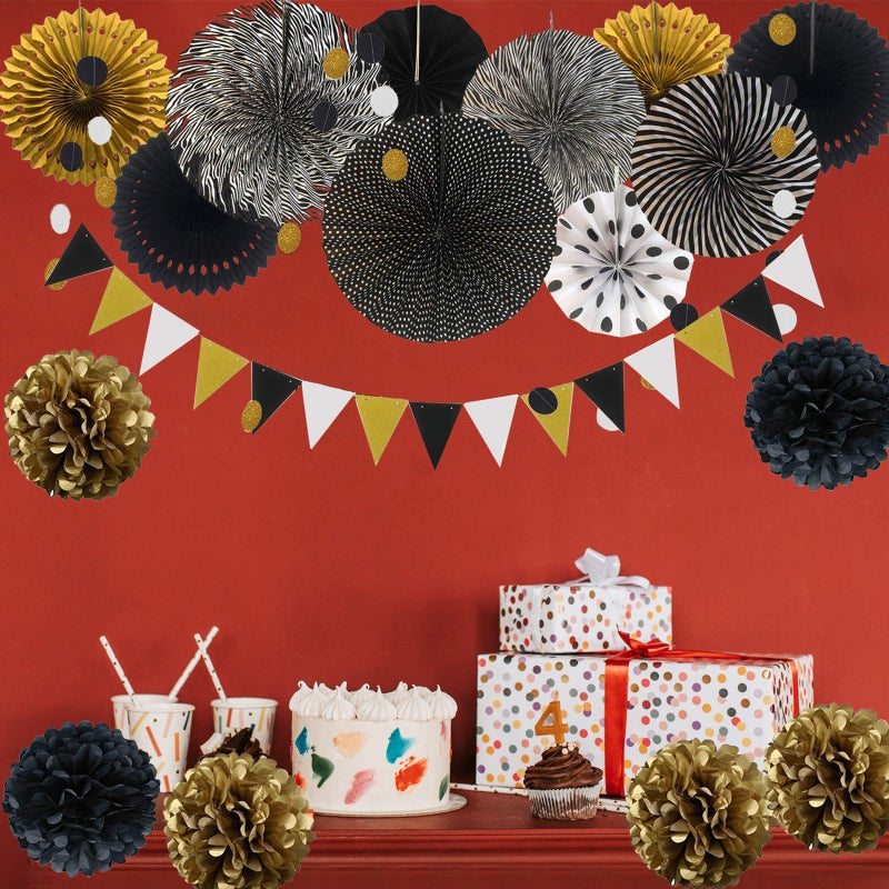 20PCS Birthday Party Decorations Supplies Banner Honeycomb balls Swirls Hanging Paper Fans Themed Party Favors for Birthday Wedding Baby Shower Jungle Party Decorations - Image 4
