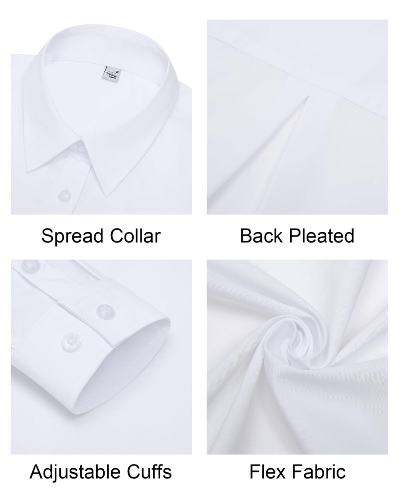 Gleeivy Dress Shirts for Women Long Sleeve White Shirt Women Classic Fit Solid Cotton Work Top Casual Office White XL - Image 5