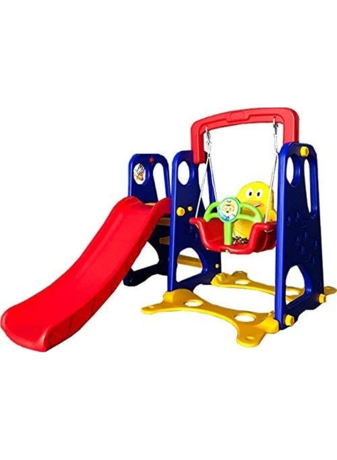 Rainbow Toys RBW TOYS 3 in 1 Slide for Kids Toys Set Outdoor Play Structure Jumbo Slide with Swing And Basket Ball Game - Image 1