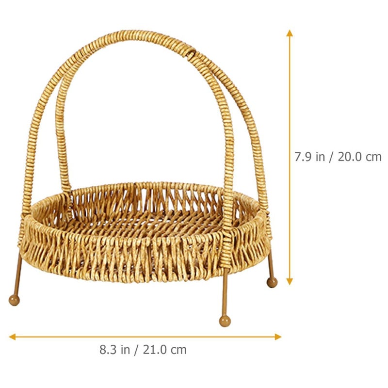 Natural Rattan Kitchen Bread Basket Snack Serving Tray For Dining Tabletop - Image 3