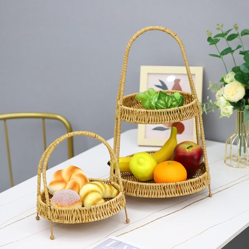 Natural Rattan Kitchen Bread Basket Snack Serving Tray For Dining Tabletop - Image 5
