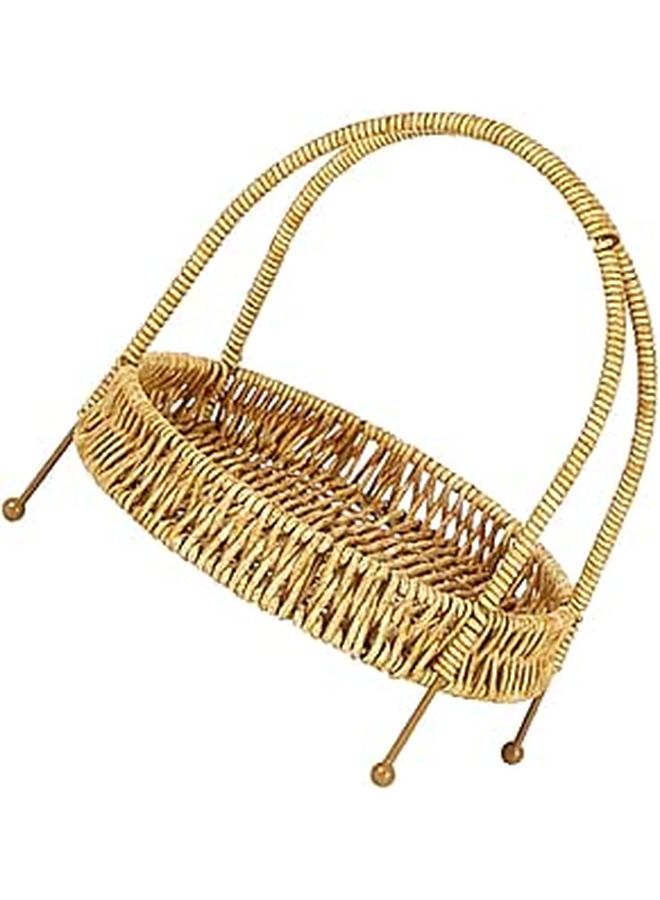 Natural Rattan Kitchen Bread Basket Snack Serving Tray For Dining Tabletop - Image 1